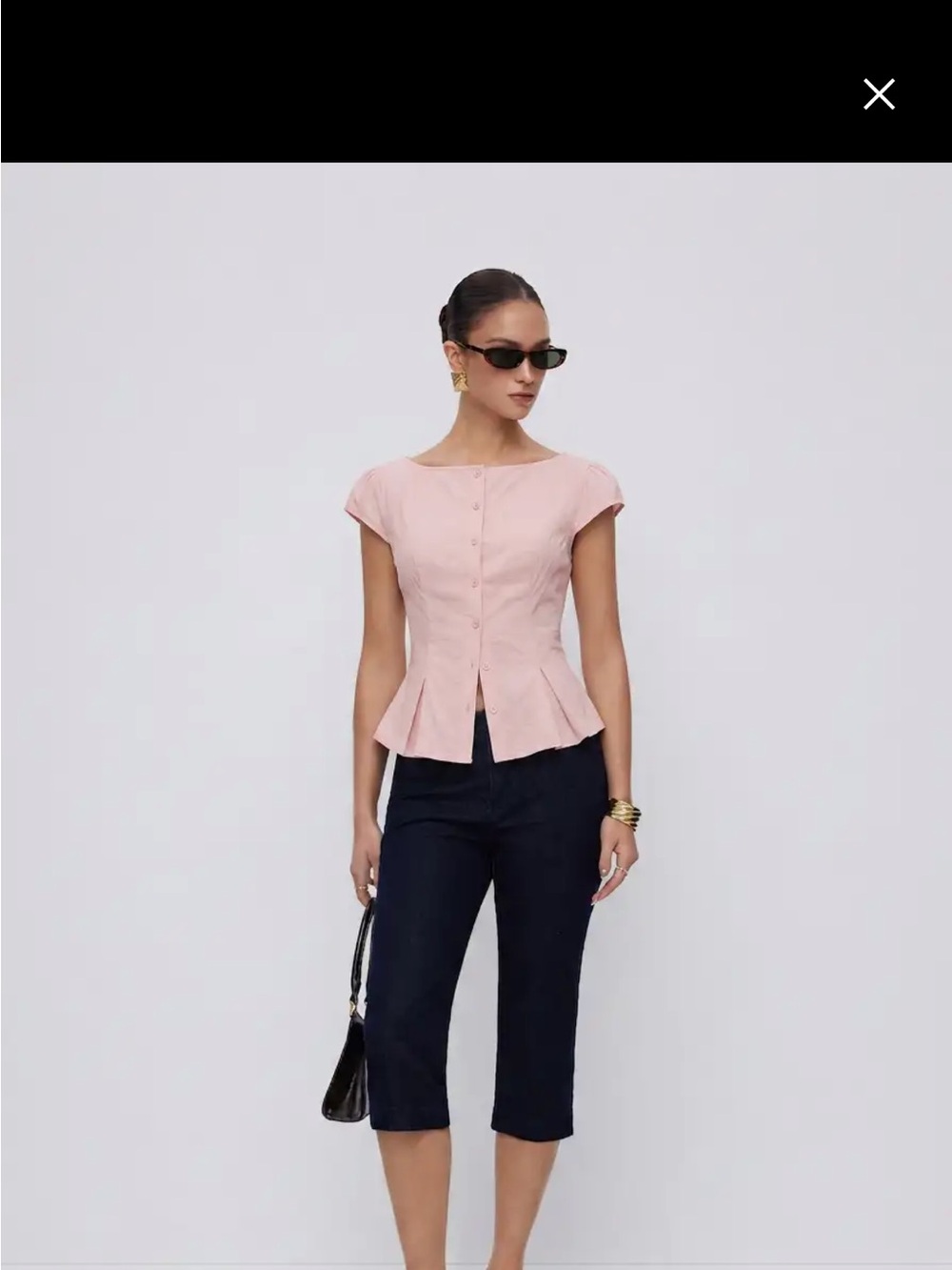Cider Soft Blush Button-Front Peplum Top